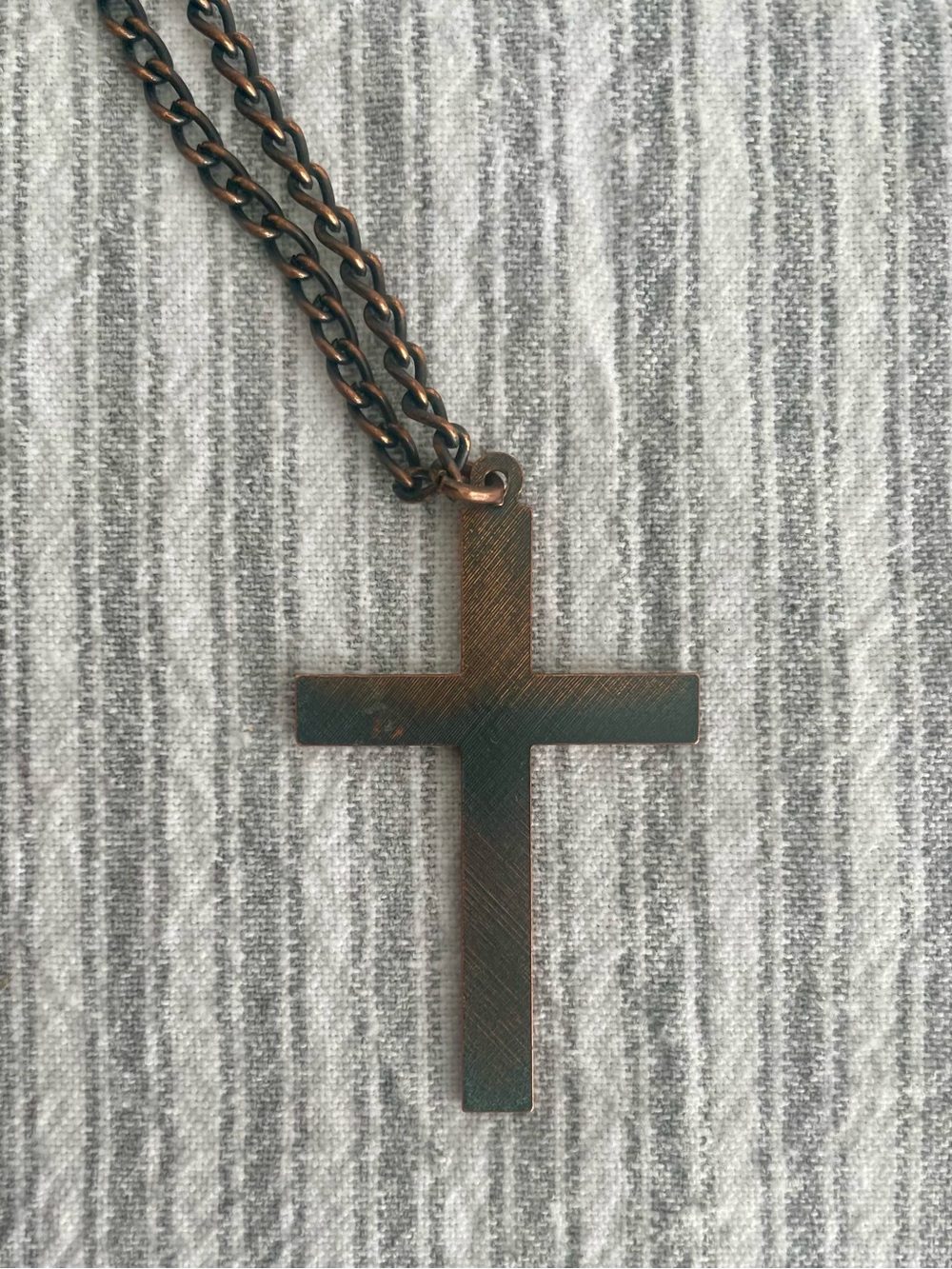 Vintage Solid Copper JESUS Cross Pendant Necklace Mid-Century Religious Rustic - Picture 5 of 9